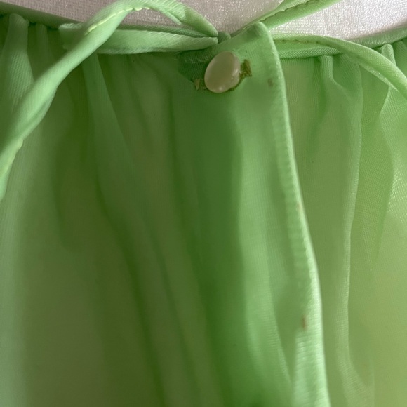 Vintage lime green robe or bed jacket chiffon and lace - Picture 6 of 8